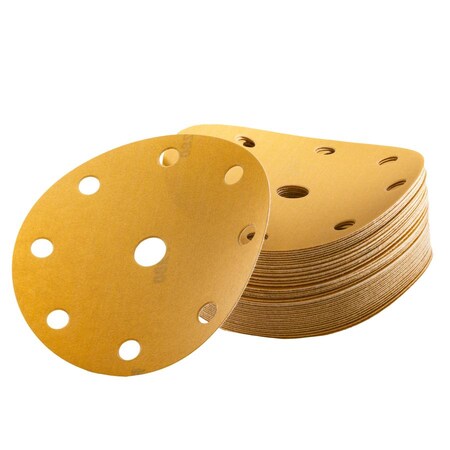 Uneeda 6 in Dia, 9 holes, Aluminum Oxide, 180 Grit, Coated Type M-167026